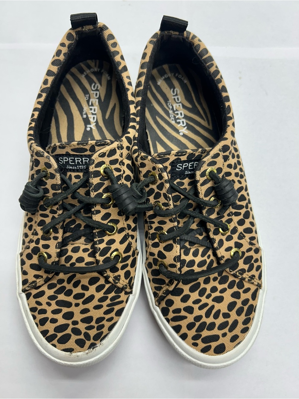 Sperry Top-Sider Pier Wave LTT Leopard Print Canvas Sneakers Women's 7.5